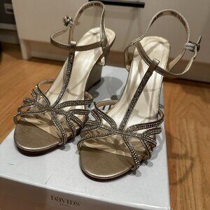 David's Bridal gold wedges